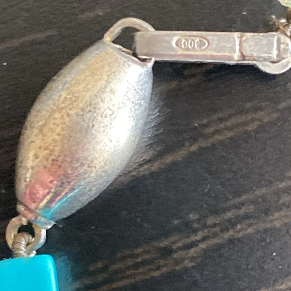 Navajo Native American Turquoise Silver & Mother of Pearl Eagle Necklace - Picture 6 of 17